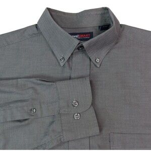 Roundtree & Yorke TravelSMART Shirt Mens Large Dark Gray Button Down Long Sleeve